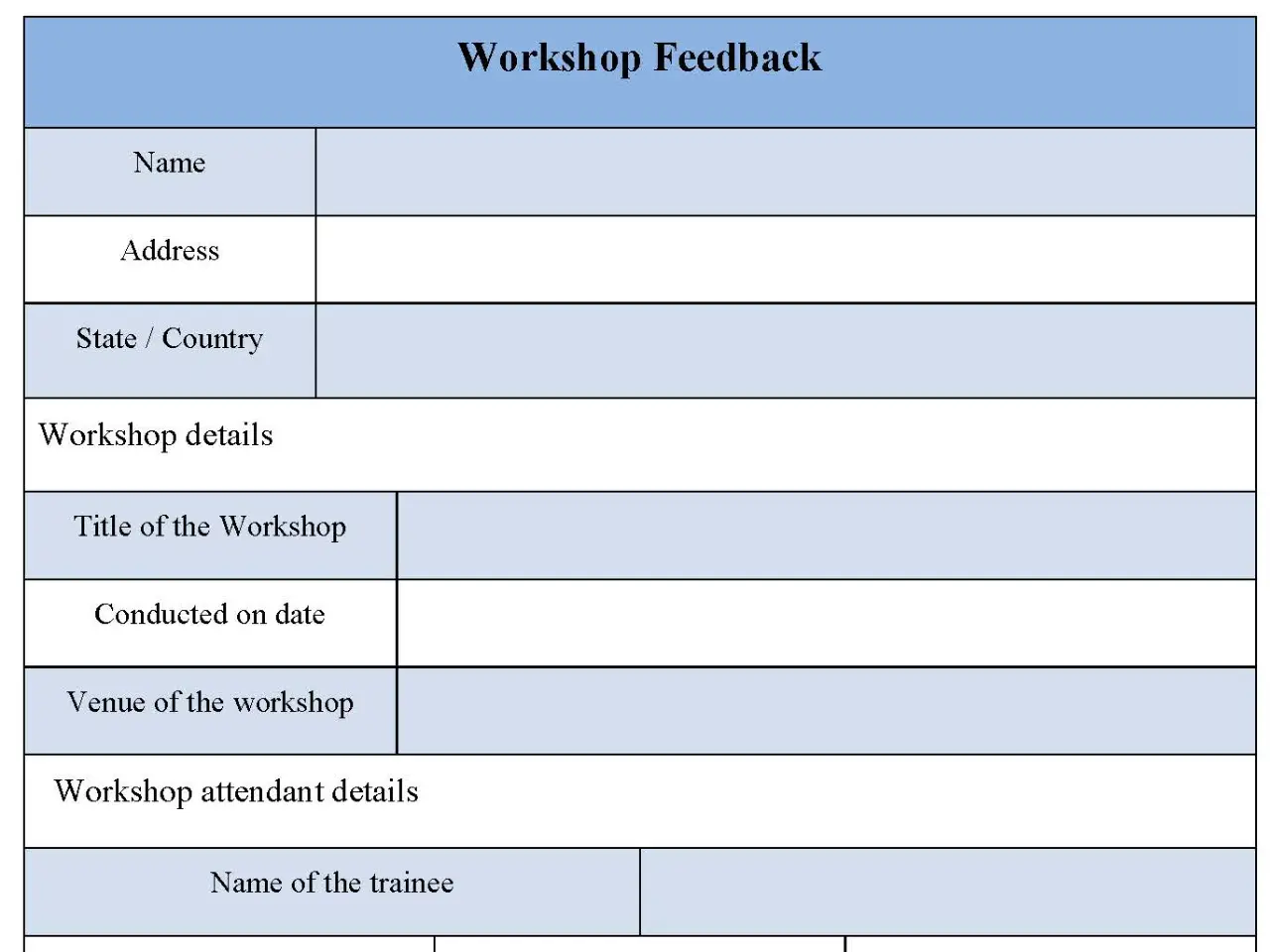 Workshop Feedback Form