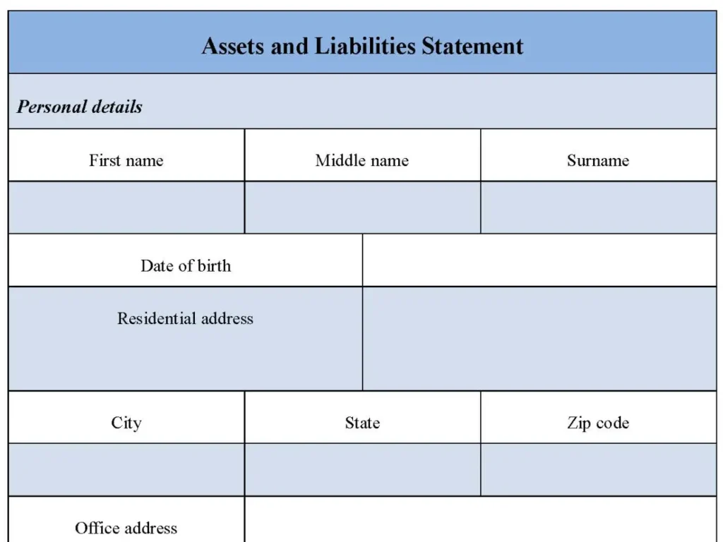 Assets and Liabilities Statement Form