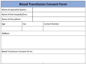 Blood Transfusion Consent Fillable PDF Form