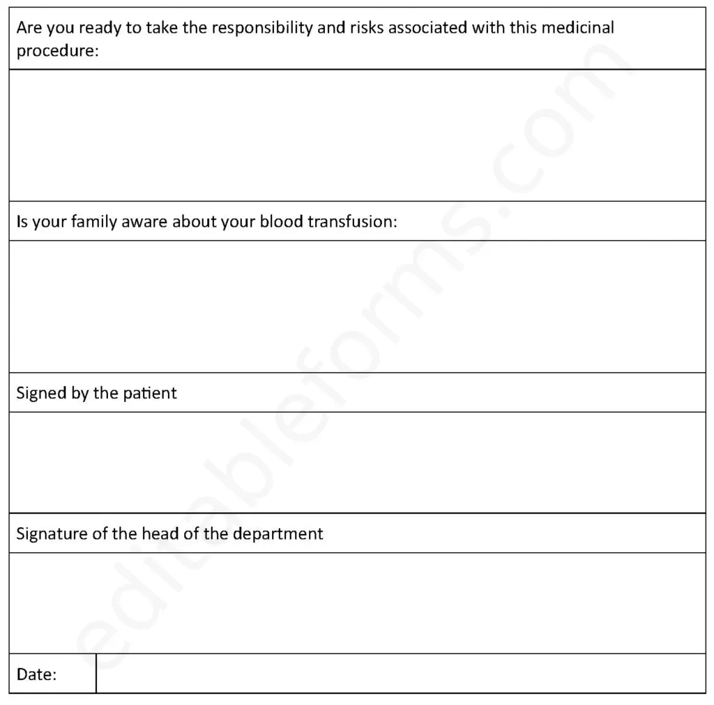 Online Blood Transfusion Consent Fillable PDF Form