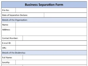 Business Separation Fillable PDF Form