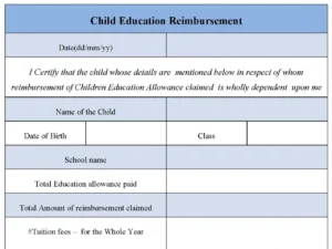 Children Education Reimbursement Fillable PDF Form