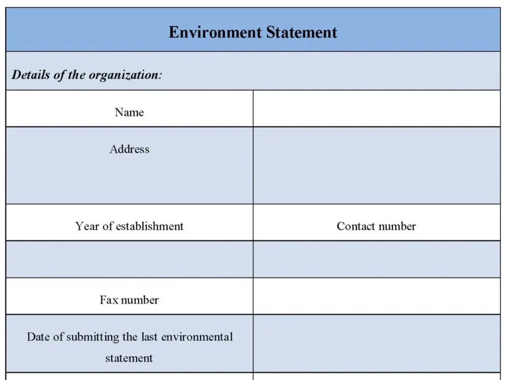 Environment Statement Form