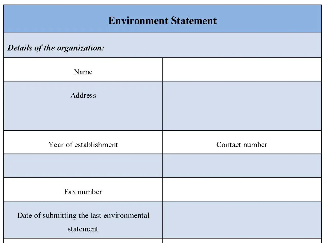 Environment Statement Form