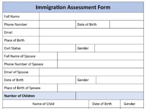 Immigration Assessment Fillable PDF Form