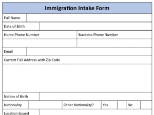 Immigration Intake Fillable PDF Form