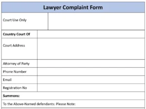 Lawyer Complaint Fillable PDF Form