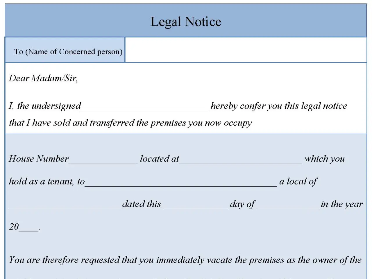 Legal Notice Fillable PDF Form