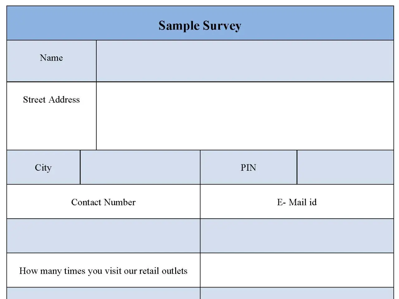 Sample survey Fillable PDF Form