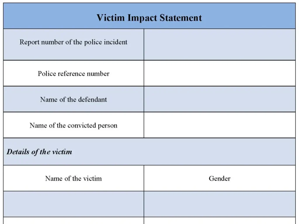 Victim Impact Statement Fillable PDF Form