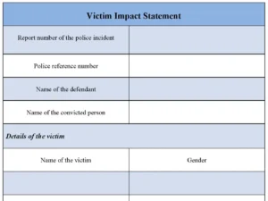 Victim Impact Statement Fillable PDF Form