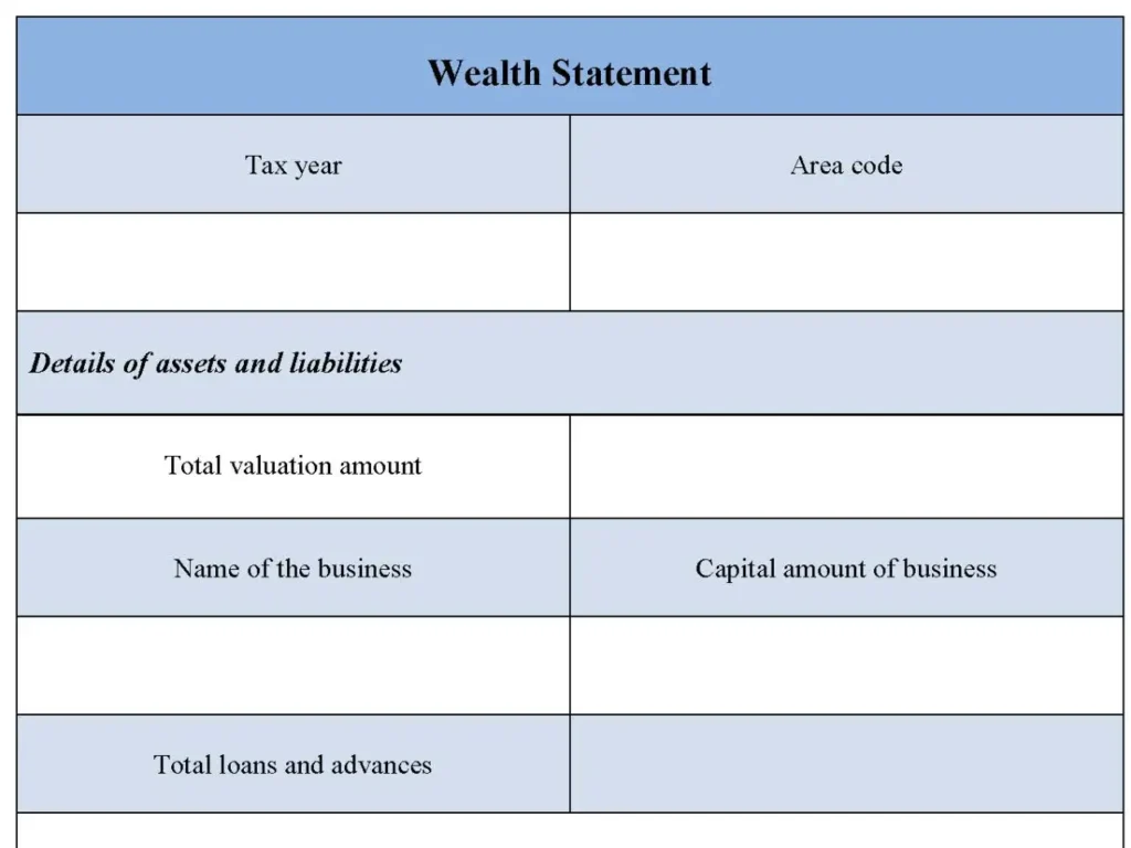 Wealth Statement Fillable PDF From