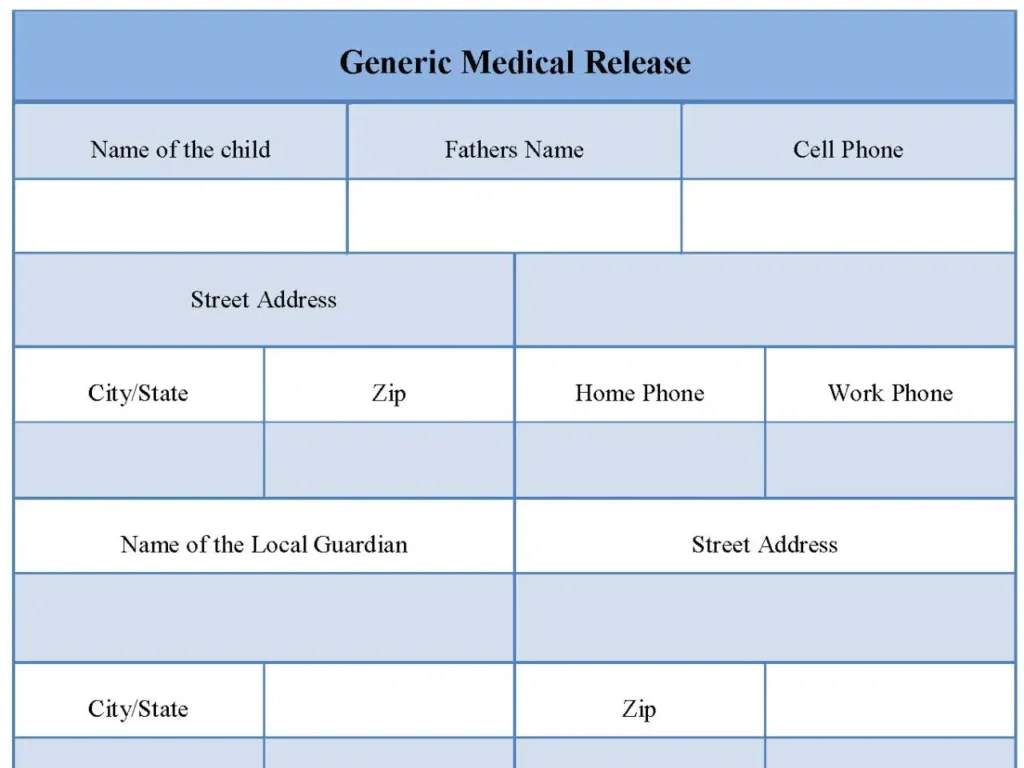 Generic Medical Release Fillable PDF Form