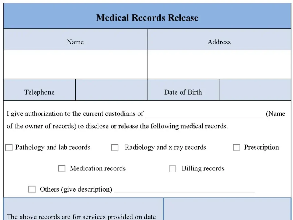 Medical Records Release Fillable PDF Form