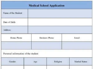 Medical School Application Fillable PDF Form