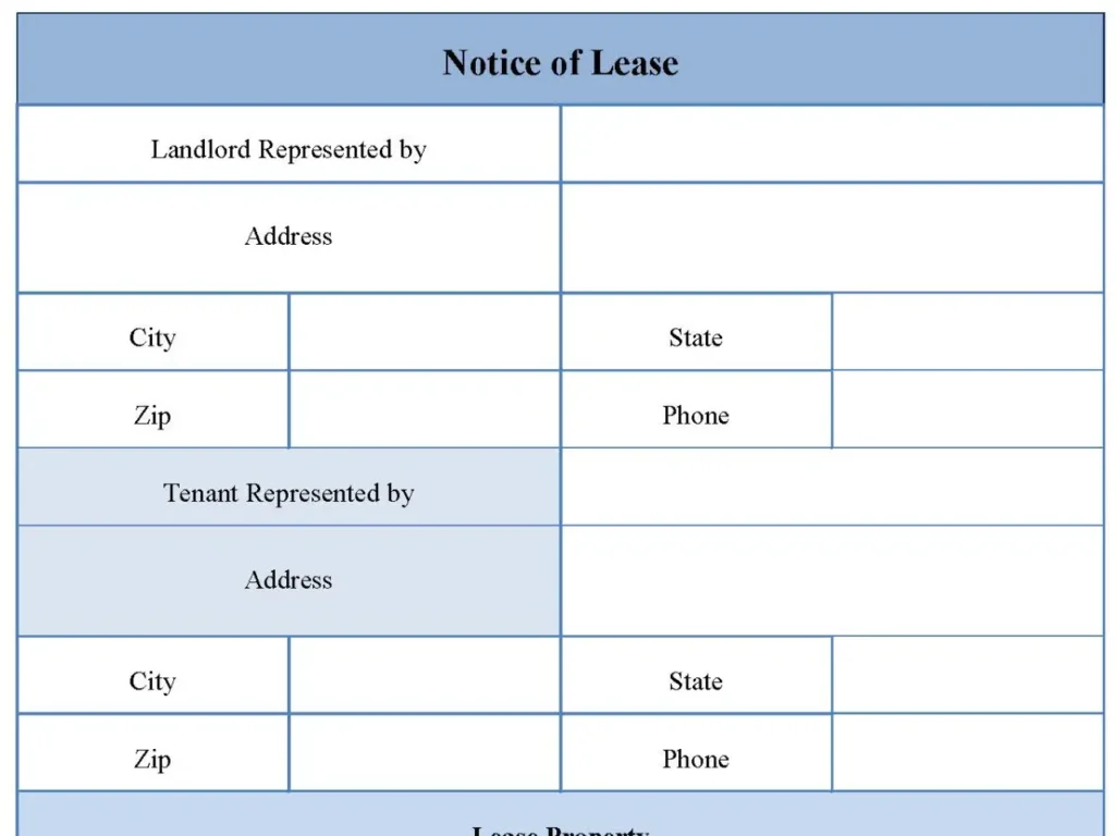 Notice of Lease Fillable PDF Form