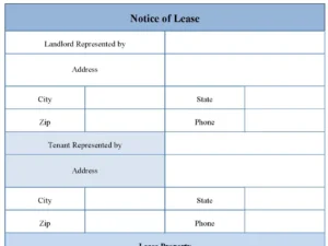 Notice of Lease Fillable PDF Form