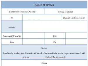 Notice of Breach Fillable PDF Form