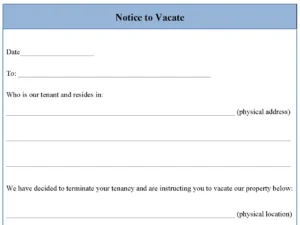 Notice to Vacate Fillable PDF Form