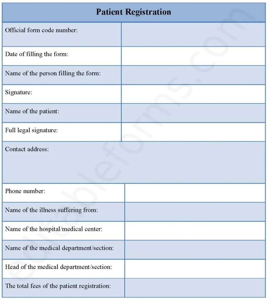 Patient Registration Fillable PDF Form