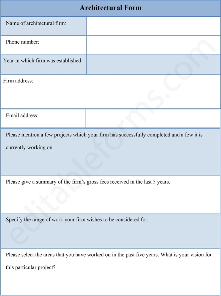 Architectural Fillable PDF Form