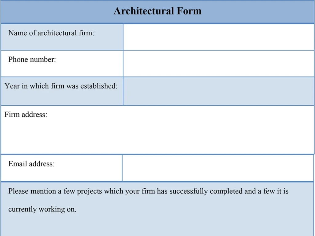 Architectural Fillable PDF Form