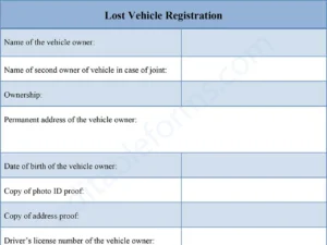 Lost Vehicle Registration Form